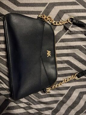 Anne Klein Black Crossbody with Gold Chain Detail